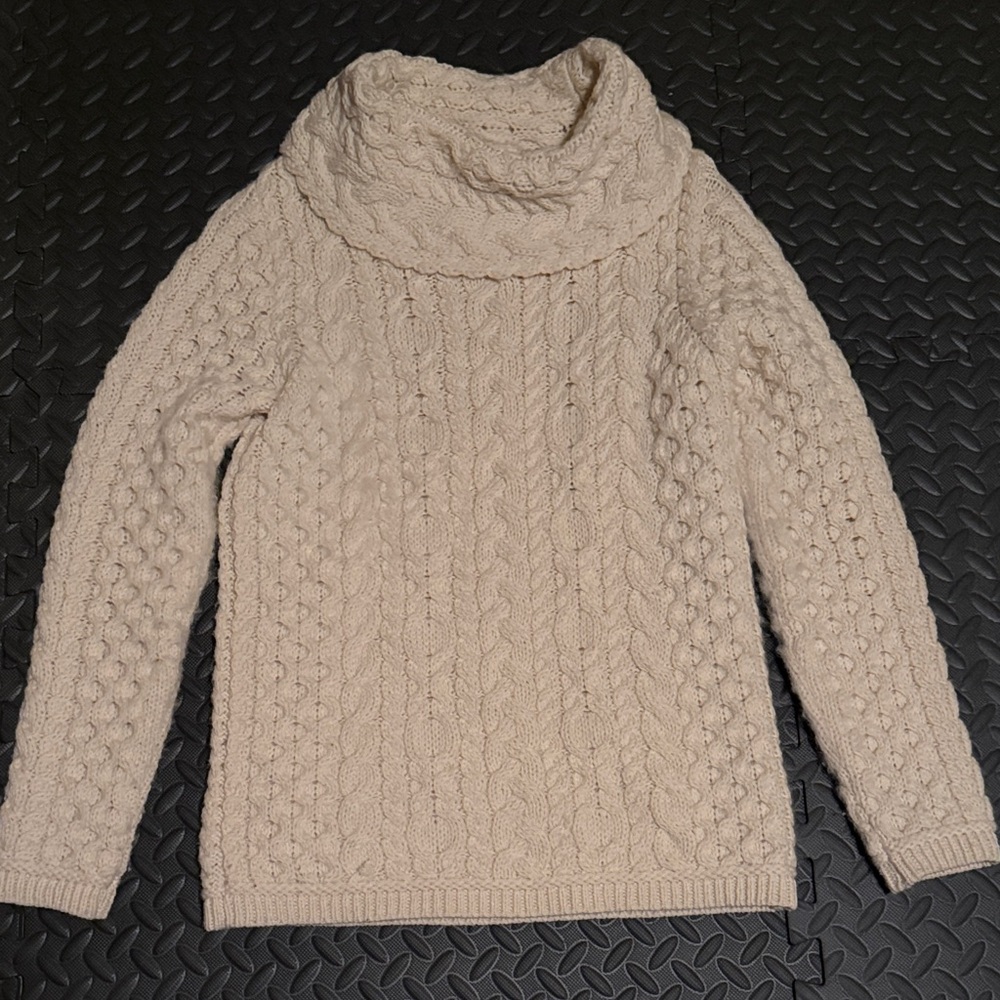 Aran Crafts Cream Cowl Neck Sweater